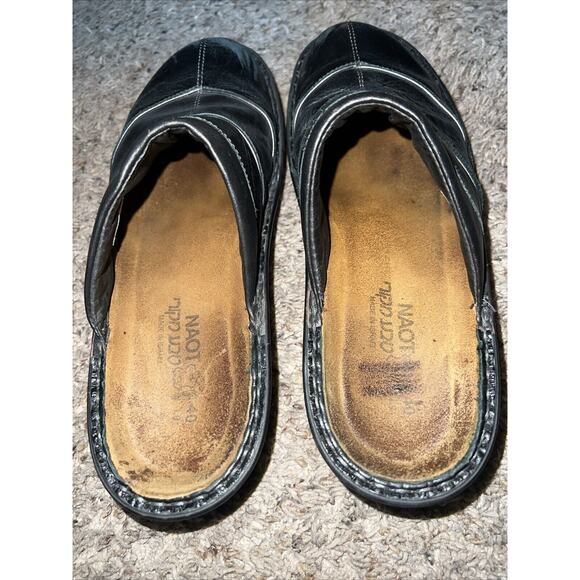 Naot Black Leather Clogs Sandals Wedge Slide On Womens 40 Size 9 - Picture 2 of 8